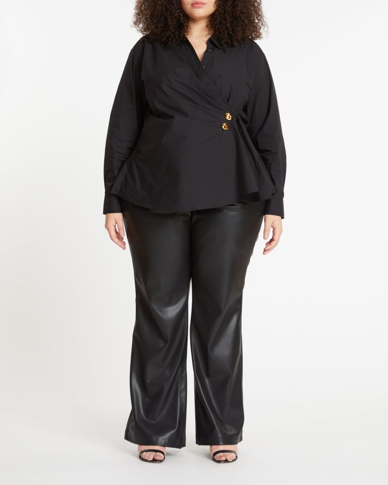 Front of a model wearing a size 20 Adler Pant in BLACK by Tanya Taylor. | dia_product_style_image_id:283323